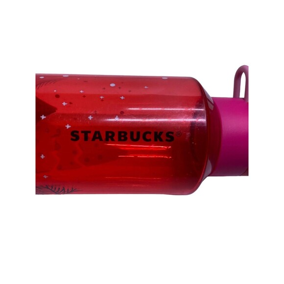 Starbucks Plastic Water Bottle Christmas Holiday Pink Tree 24 oz 2021 - Picture 11 of 13